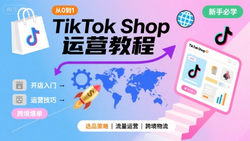 TikTok Shop从0到1运营教程，TikTok跨境电商新手必学课程-二当家网创资源站