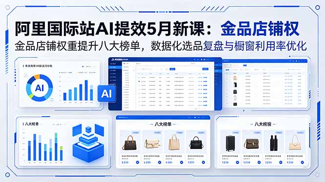 阿里国际站AI提效5月新课：金品店铺权重提升八大榜单，数据化选品复盘与橱窗利用率优化-二当家网创资源站