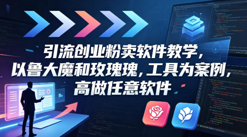 引流创业粉卖软件教学，以鲁大魔和玫瑰工具为案例，可做任意软件-二当家网创资源站