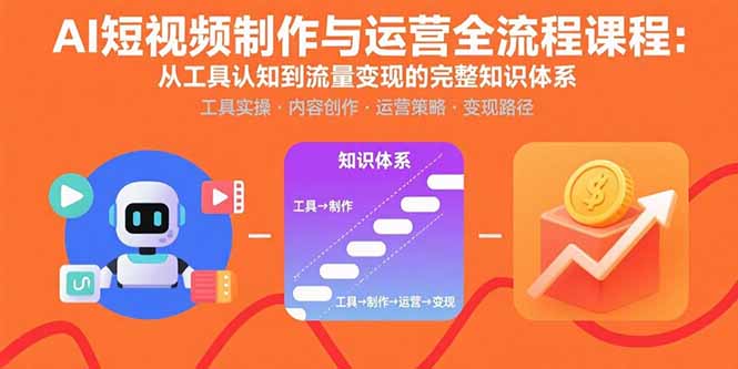 AI短视频制作与运营全流程课程：从工具认知到流量变现的完整知识体系-二当家网创资源站