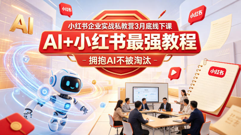 小红书企业实战私教营3月底线下课，AI+小红书最强教程，拥抱AI不被淘汰-二当家网创资源站