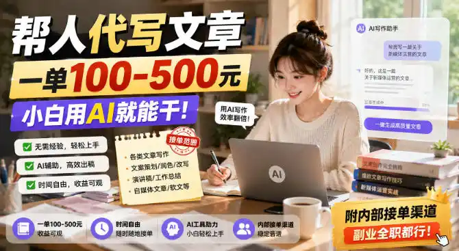 帮人代写文章,一单100-500,小白用AI就能干,附内部接单渠道,副业全职都行【揭秘】-二当家网创资源站