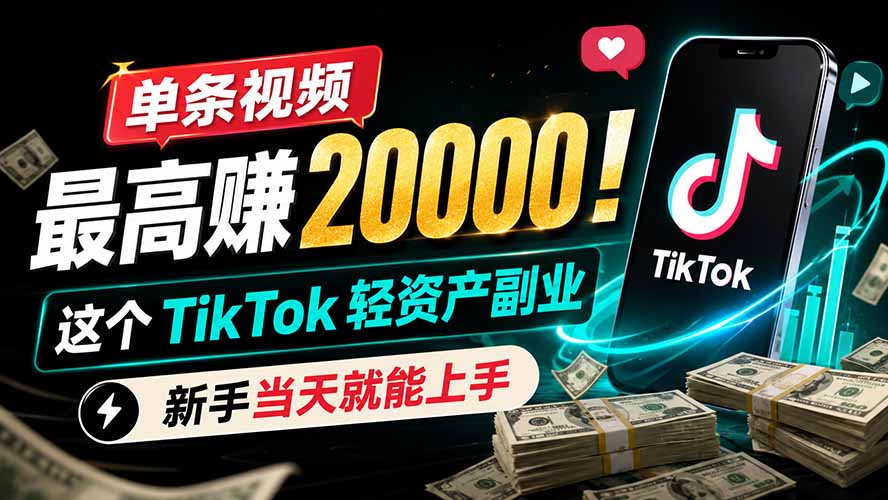 单条视频最高赚 20000！这个 TikTok 轻资产副业，新手当天就能上手-二当家网创资源站