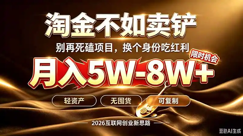 别再傻乎乎埋头跑项目!互联网真正赚钱逻辑:做卖铲人,拒绝当韭菜,逆风翻盘月入5-8W+-二当家网创资源站