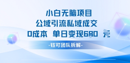 小白无脑项目公域引流私域成交0成本单日变现680米-二当家网创资源站