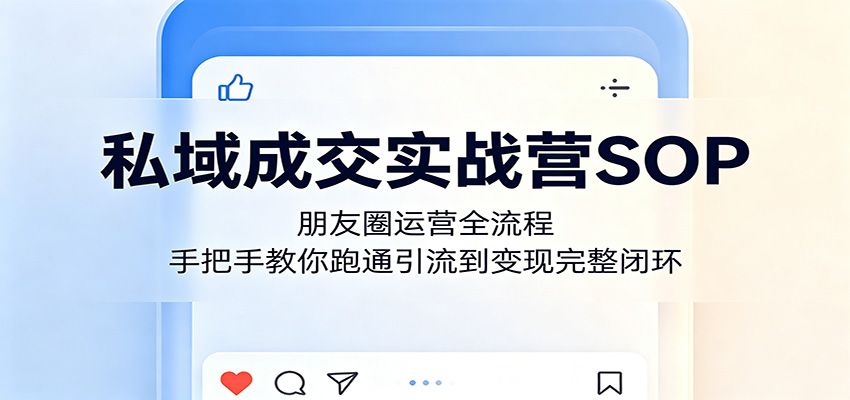 私域成交实战营SOP:朋友圈运营全流程,手把手教你跑通引流到变现完整闭环-二当家网创资源站