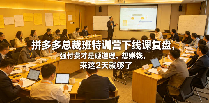 拼多多总裁班特训营下线课复盘,强付费才是硬道理,想賺钱,来这2天就够了-二当家网创资源站