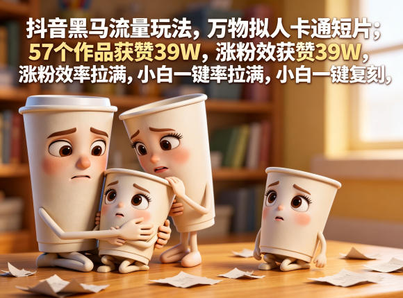 抖音黑马流量玩法，万物拟人卡通短片，57个作品获赞39W，涨粉效率拉满，小白一键复刻，保姆级拆解-二当家网创资源站