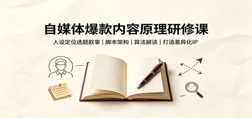 自媒体爆款内容原理研修课:人设定位选题叙事,脚本架构,算法解读打造差异化IP-二当家网创资源站