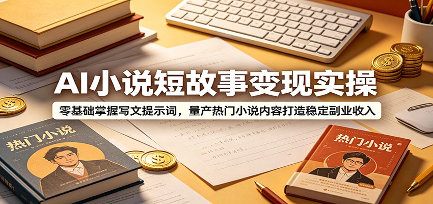 AI小说短故事变现实操：零基础掌握写文提示词，量产热门小说内容打造稳定副业收入-二当家网创资源站