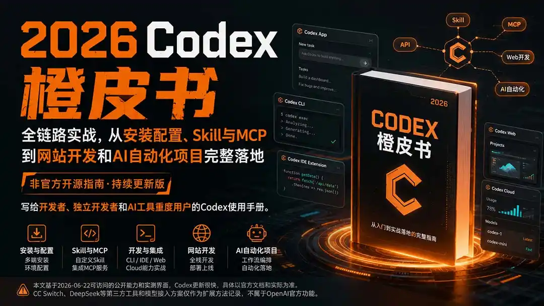 2026Codex橙皮书:全链路实战,从安装配置、Skill与MCP到网站开发和AI自动化项目完整落地-二当家网创资源站