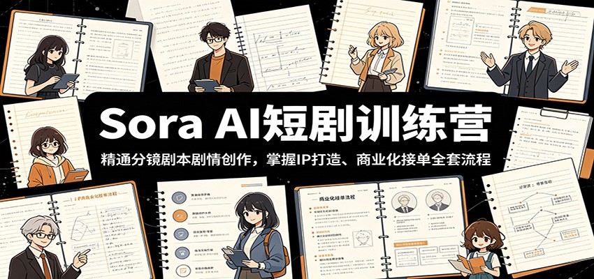 Sora AI短剧训练营：精通分镜剧本剧情创作，掌握IP打造、商业化接单全套流程-二当家网创资源站