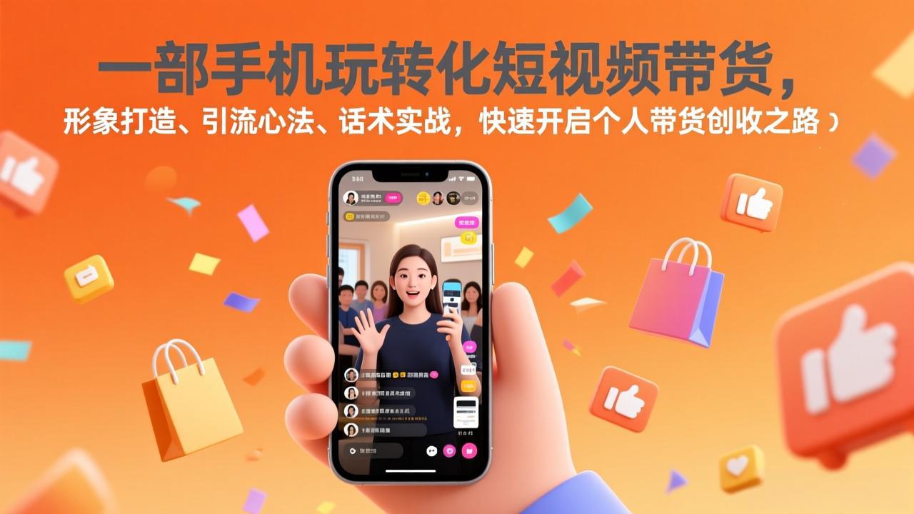 一部手机玩转化短视频带货，形象打造、引流心法、话术实战，快速开启个人带货创收之路-二当家网创资源站
