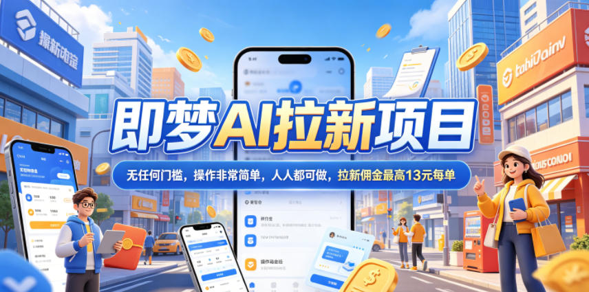 2026年即梦AI拉新项目最新玩法，无任何门槛，操作非常简单，人人都可做，拉新佣金最高13元每单-二当家网创资源站