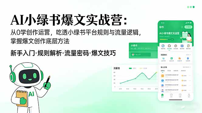 AI 小绿书爆文实战营：从0学创作运营，吃透小绿书平台规则与流量逻辑，掌握爆文创作底层方法-二当家网创资源站