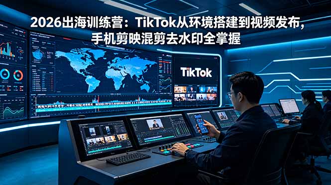 2026出海训练营:TikTok从环境搭建到视频发布,手机剪映混剪去水印全掌握-二当家网创资源站