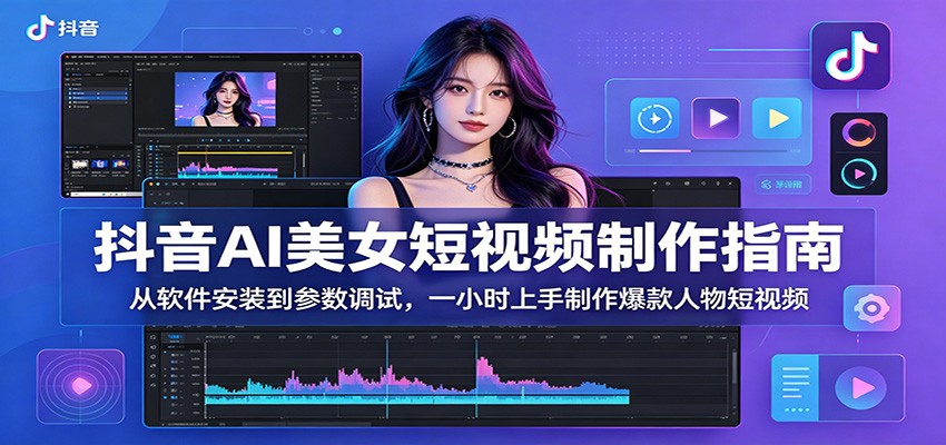 抖音AI美女短视频制作指南:从软件安装到参数调试,一小时上手制作爆款人物短视频-二当家网创资源站