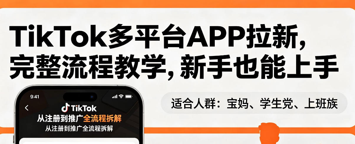 TikTok多平台APP拉新，完整流程教学，新手也能上手，轻松出海搞美金-二当家网创资源站