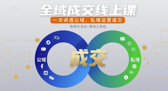 全域成交线上课，一次讲透公域、私域运营成交-二当家网创资源站
