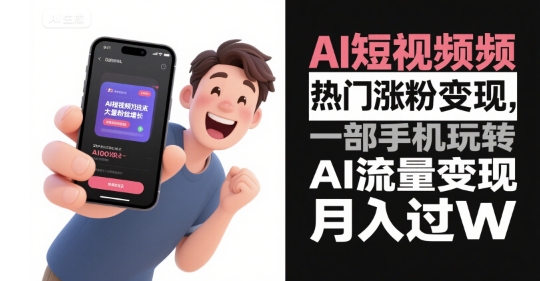 AI短视频热门涨粉变现，一部手机玩转AI流量变现，月入过W-二当家网创资源站