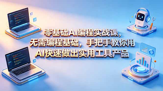 零基础AI编程实战课-更新，无需编程基础，手把手教你用AI快速做出实用工具产品-二当家网创资源站