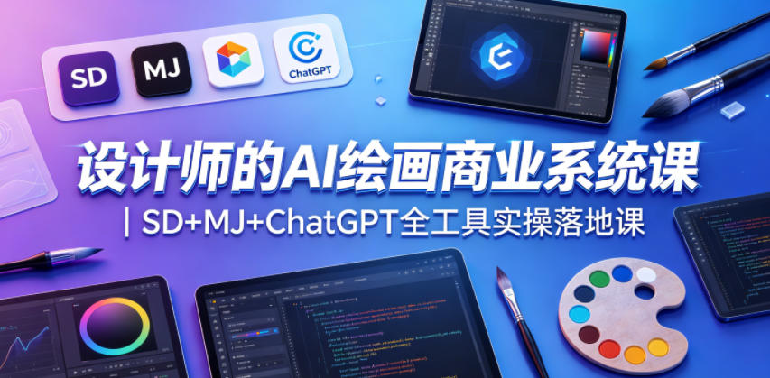 设计师的AI绘画商业系统课|SD+MJ+ChatGPT全工具实操落地课-二当家网创资源站