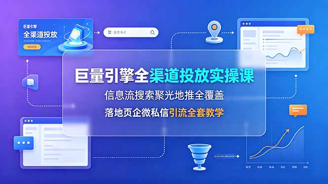 巨量引擎全渠道投放实操课,信息流搜索聚光地推全覆盖,落地页企微私信引流全套教学-二当家网创资源站