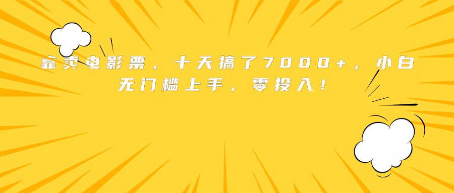 靠卖电影票，十天搞了7000+，小白无门槛上手，零投入！-二当家网创资源站