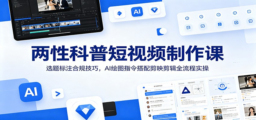 两性科普短视频制作课：选题标注合规技巧，AI绘图指令搭配剪映剪辑全流程实操-二当家网创资源站