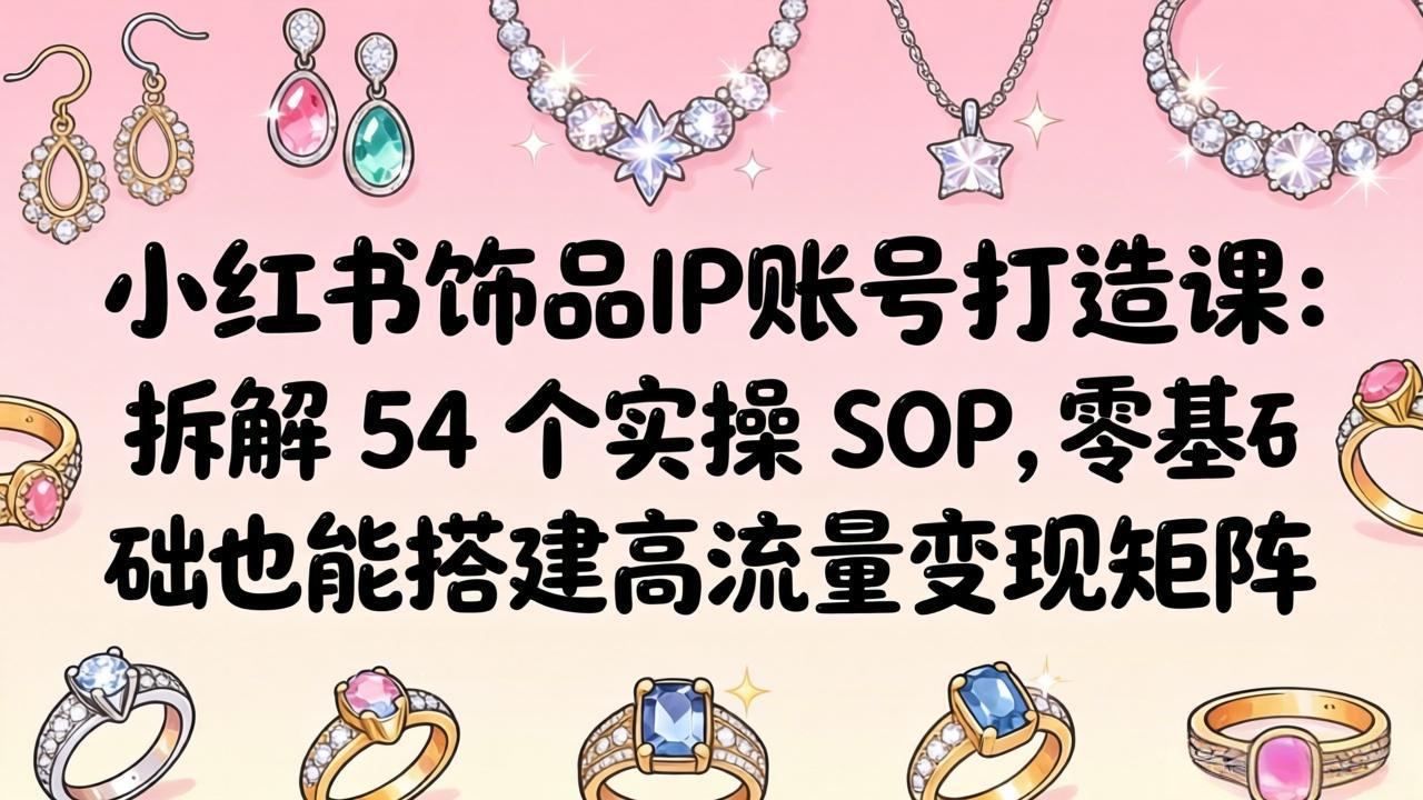 小红书饰品IP账号打造课：拆解 54 个实操 SOP，零基础也能搭建高流量变现矩阵-二当家网创资源站