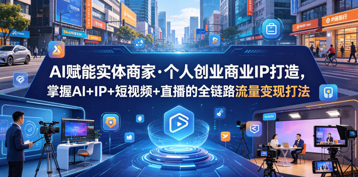 AI赋能实体商家·个人创业商业IP打造，掌握AI+IP+短视频+直播的全链路流量变现打法-二当家网创资源站