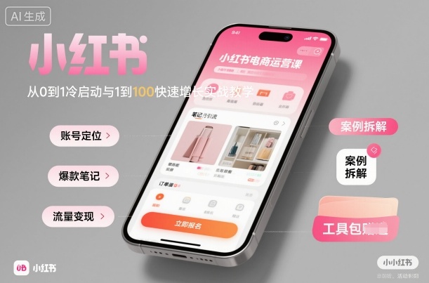 小红书电商运营课：从0到1冷启动与1到100快速增长实战教学-二当家网创资源站