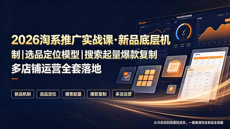 2026淘系推广实战课·新品底层机制|选品定位模型|搜索起量爆款复制多店铺运营全套落地教程-二当家网创资源站