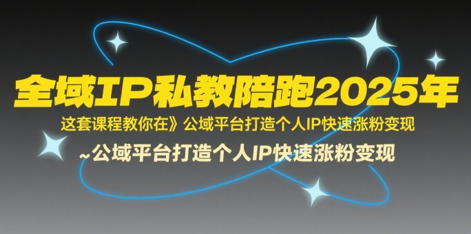 全域IP私教陪跑2025年，这套课程教你在公域平台打造个人IP快速涨粉变现-二当家网创资源站