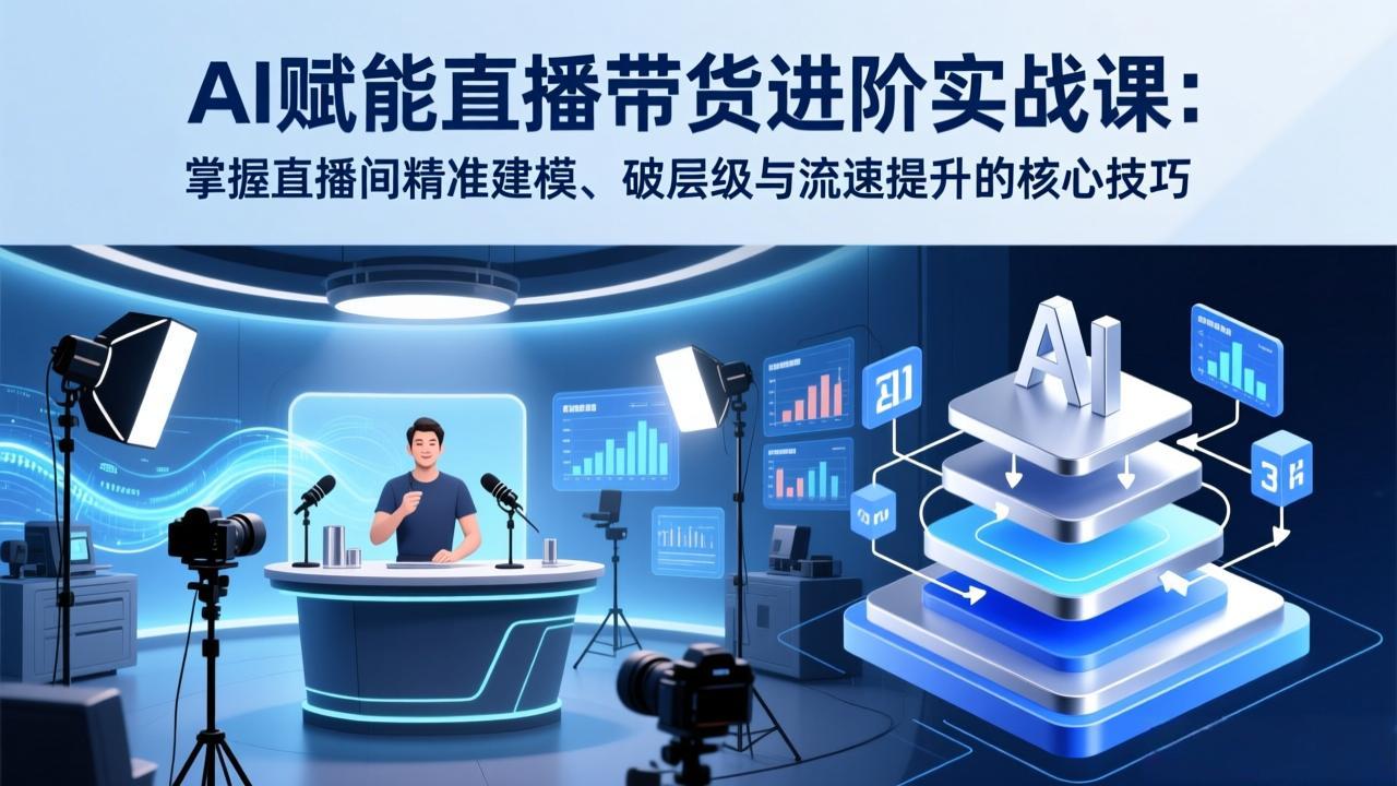 AI赋能直播带货进阶实战课：掌握直播间精准建模、破层级与流速提升的核心技巧-二当家网创资源站