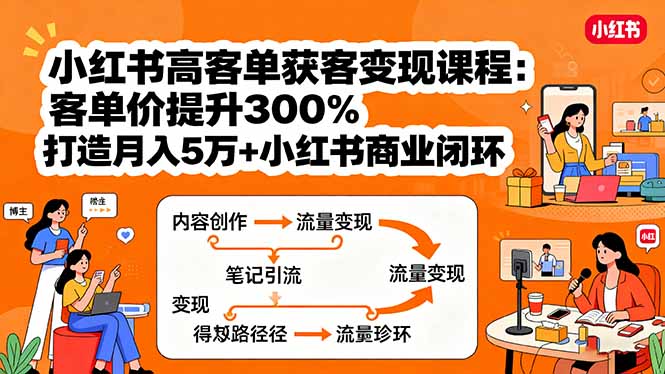 小红书高客单获客变现课程:客单价提升300%,打造月入10万+小红书商业闭环-二当家网创资源站