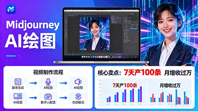 AI绘图照片开口说话视频制作：Midjourney+数字人，7天产100条月增收过万-二当家网创资源站