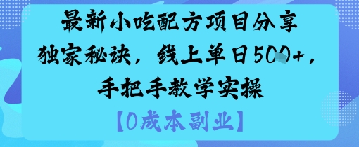 最新小吃配方项目分享独家秘诀，线上单日5张，手把手教学实操-二当家网创资源站
