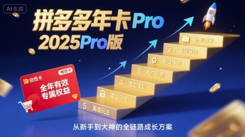 拼多多年卡2025Pro版，五大板块从认知到基础、从推广到活动、从活动到玩法-二当家网创资源站
