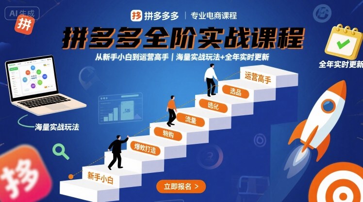 拼多多全阶实战课程，从新手小白到运营高手，海量实战玩法+全年实时更新【2025年9月更新】-二当家网创资源站