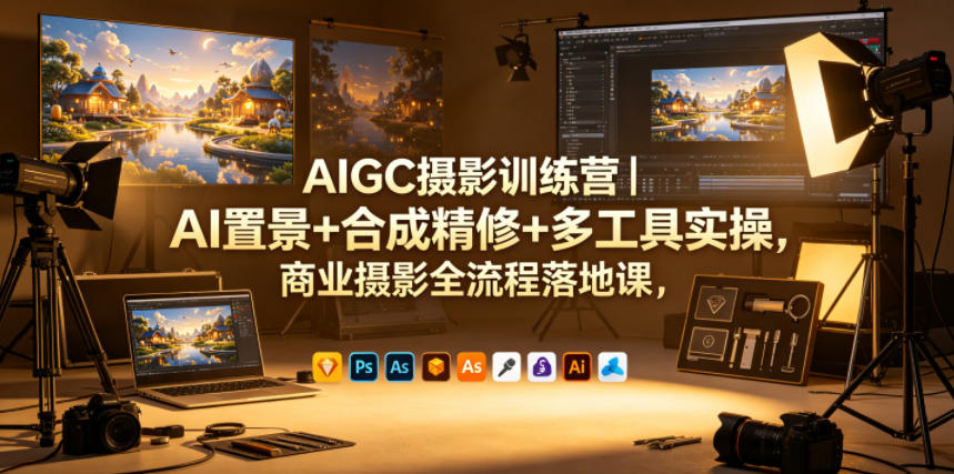 AIGC摄影训练营｜AI置景+合成精修+多工具实操，商业摄影全流程落地课-二当家网创资源站