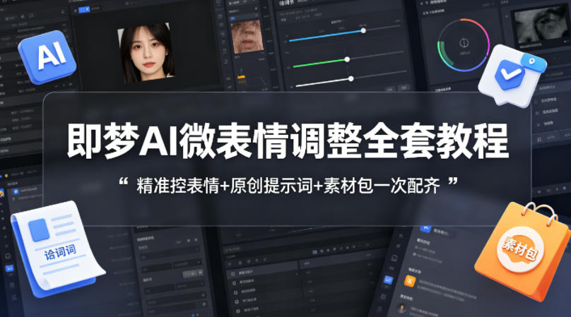 即梦AI微表情调整全套教程，精准控表情+原创提示词+素材包一次配齐-二当家网创资源站