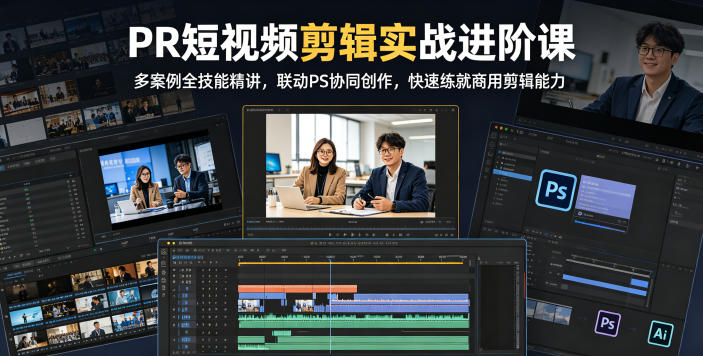 PR短视频剪辑实战进阶课，多案例全技能精讲，联动PS协同创作，快速练就商用剪辑能力-二当家网创资源站