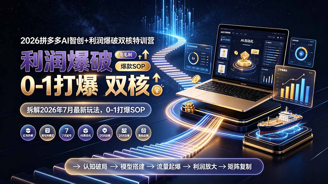 2026拼多多AI智创+利润爆破双核特训营-更新：拆解2026年7月最新玩法，0-1打爆SOP-二当家网创资源站