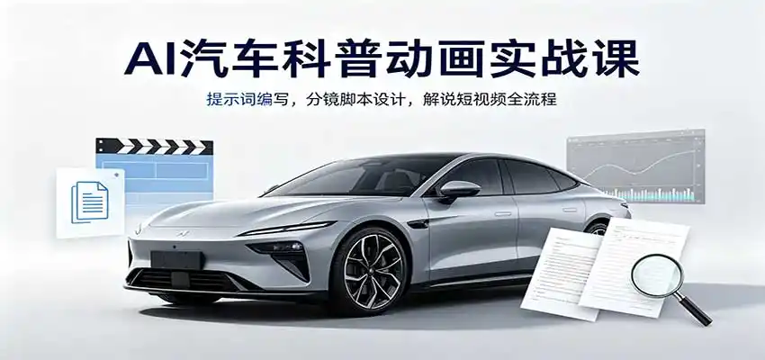 AI汽车科普动画实战课:提示词编写,分镜脚本设计,解说短视频全流程-二当家网创资源站