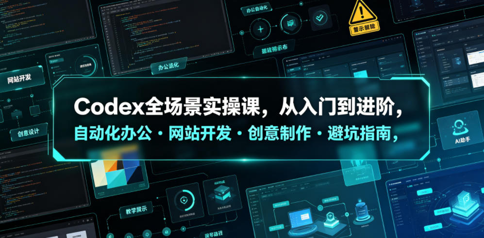 Codex全场景实操课,从入门到进阶,自动化办公・网站开发・创意制作・避坑指南,全流程教学-二当家网创资源站