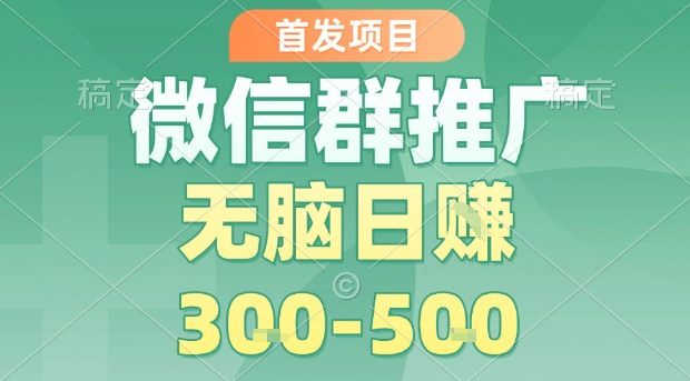 首发项目，微信群推广，一天15单，每单利润10米，无脑日入3-5张【揭秘】-二当家网创资源站