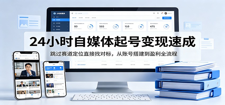 24小时自媒体起号变现速成，跳过赛道定位直接找对标，从账号搭建到盈利全流程-二当家网创资源站