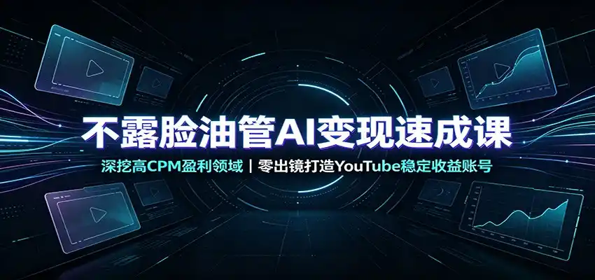 不露脸油管AI变现速成课:深挖高CPM盈利领域,零出镜打造YouTube稳定收益账号-二当家网创资源站