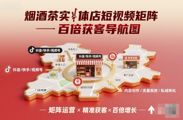 烟酒茶实体店短视频矩阵百倍获客导航图-二当家网创资源站